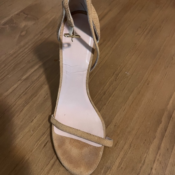 STUART WEITZMAN Nudistsong Goosebump Textured Suede Ankle Strap Heels Size 38 - Picture 4 of 7